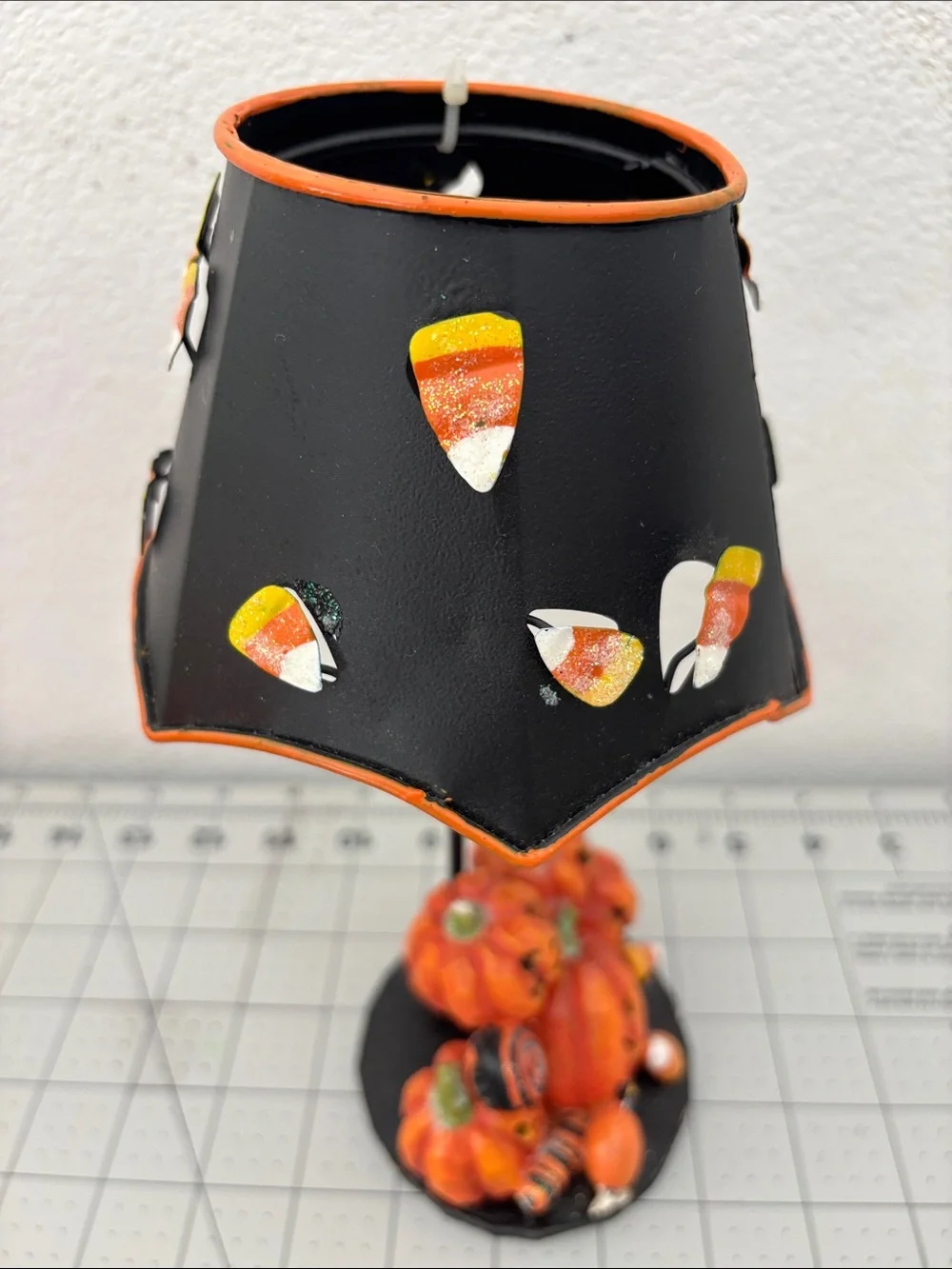 Halloween Pumpkin Cluster Table Lamp - Tea light holder - Black and Orange